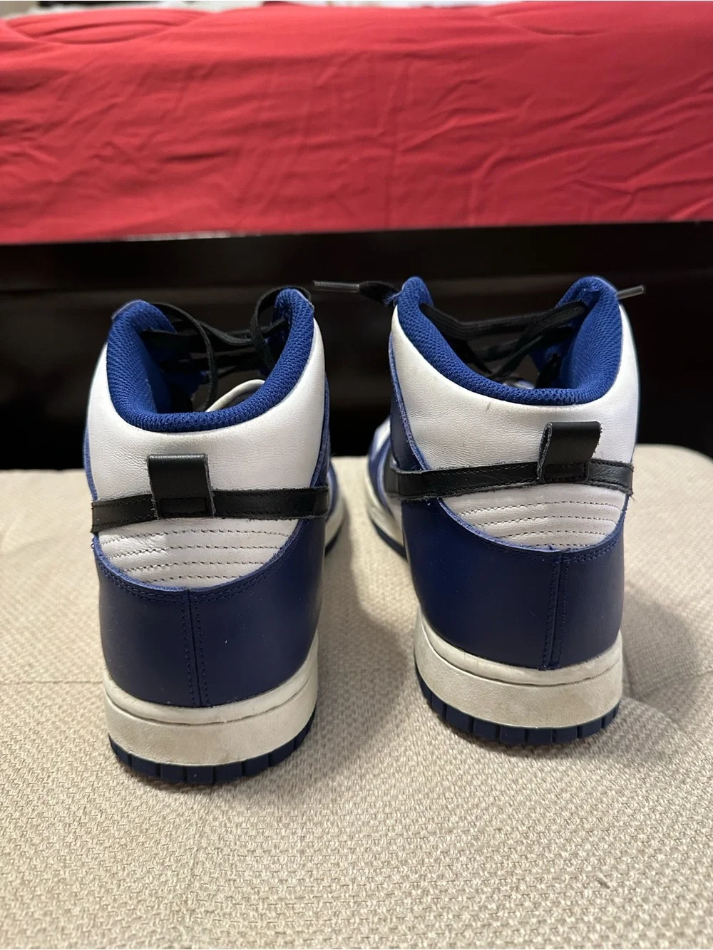 Nike AirForce One High-Top Sneakers in White, Navy, and Black